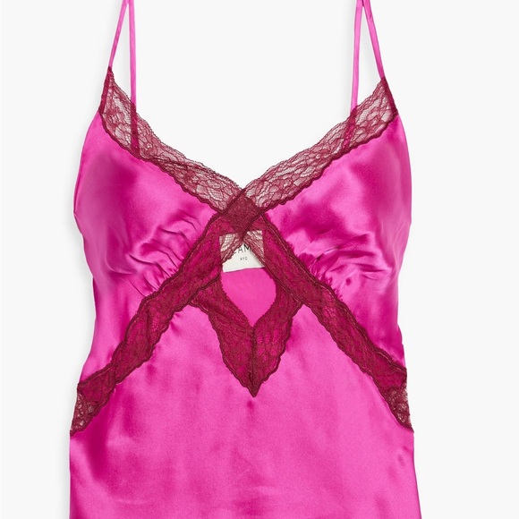 Cami NYC Tops - NWT Cami NYC Florentino Lace Triimmed Cutout Silk Camisole in Magenta